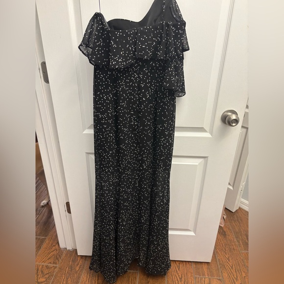 Keepsake Embrace Me Black Polka Dot One-Shoulder Maxi Dress - Picture 9 of 12